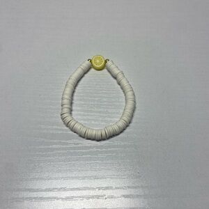 Handmade White Clay Bead Bracelet with Lemon Charm